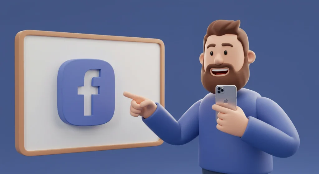 homem em 3d animado por crescer seu perfil no facebook com os serviços do criador de Youtubers